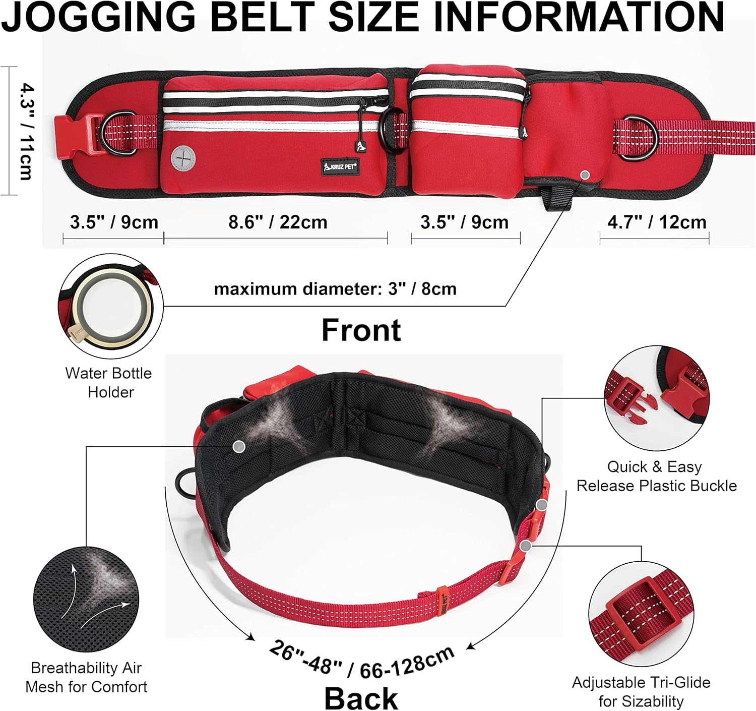 Hands-Free Dual Dog Leash with Shock Absorbing Bungee & Reflective Stitching