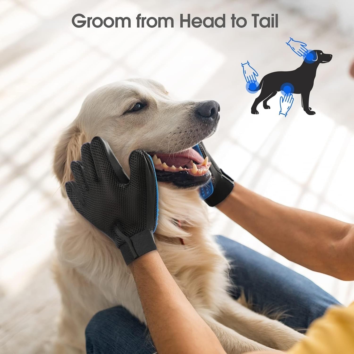 Upgrade Efficient Pet Hair Remover Gloves - Gentle Shedding Brushes for Pet