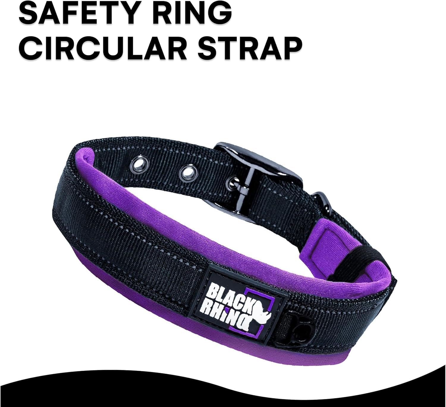 Black Rhino Reflective Neoprene Dog Collar