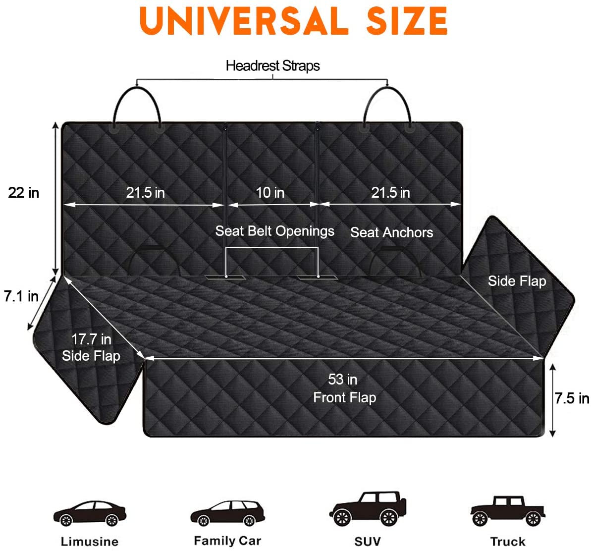 Waterproof Dog Seat Cover Fits most cars, SUVs, and trucks non-slip and durable