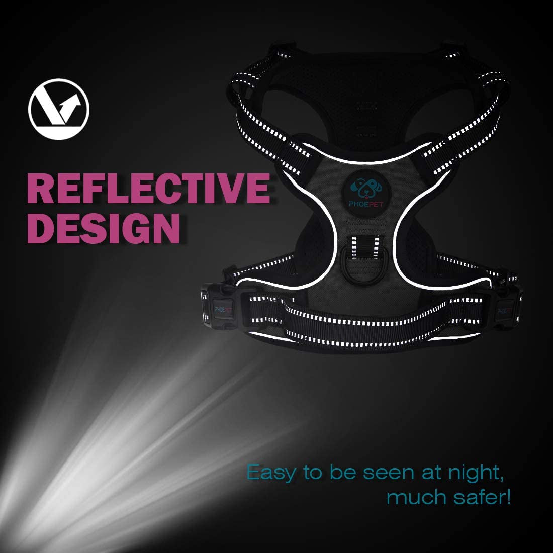 PHOEPET No-Pull Reflective Dog Harness with Handle