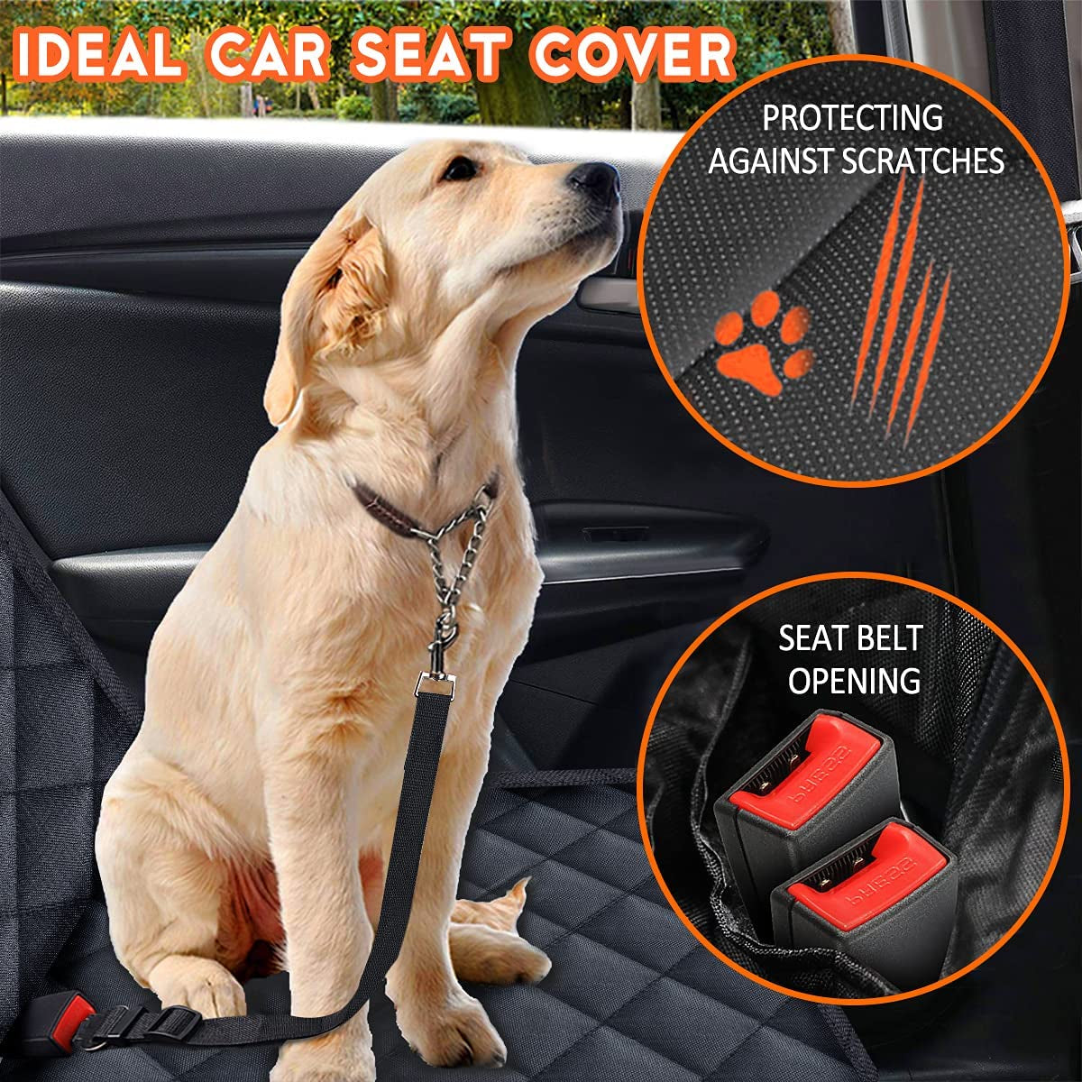 Waterproof Dog Seat Cover Fits most cars, SUVs, and trucks non-slip and durable