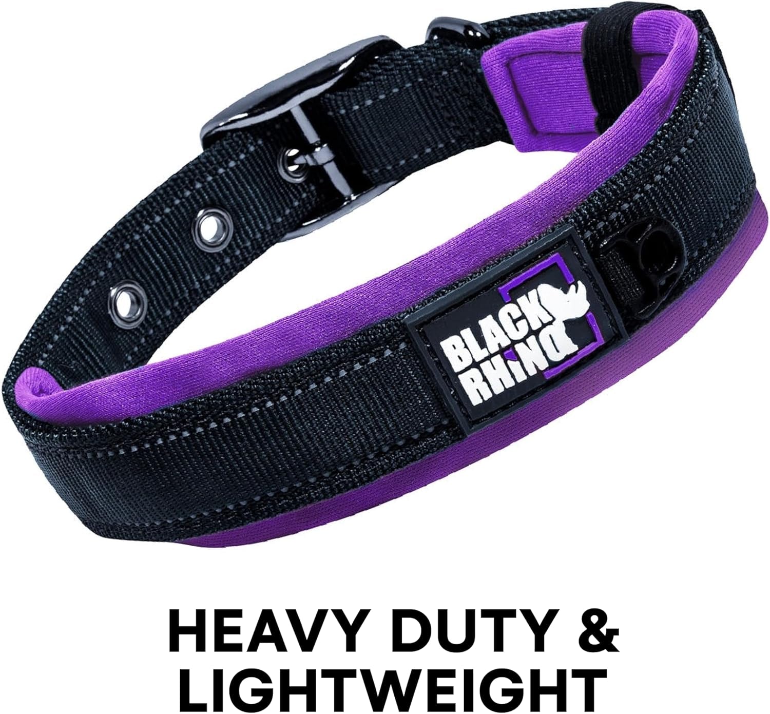 Black Rhino Reflective Neoprene Dog Collar