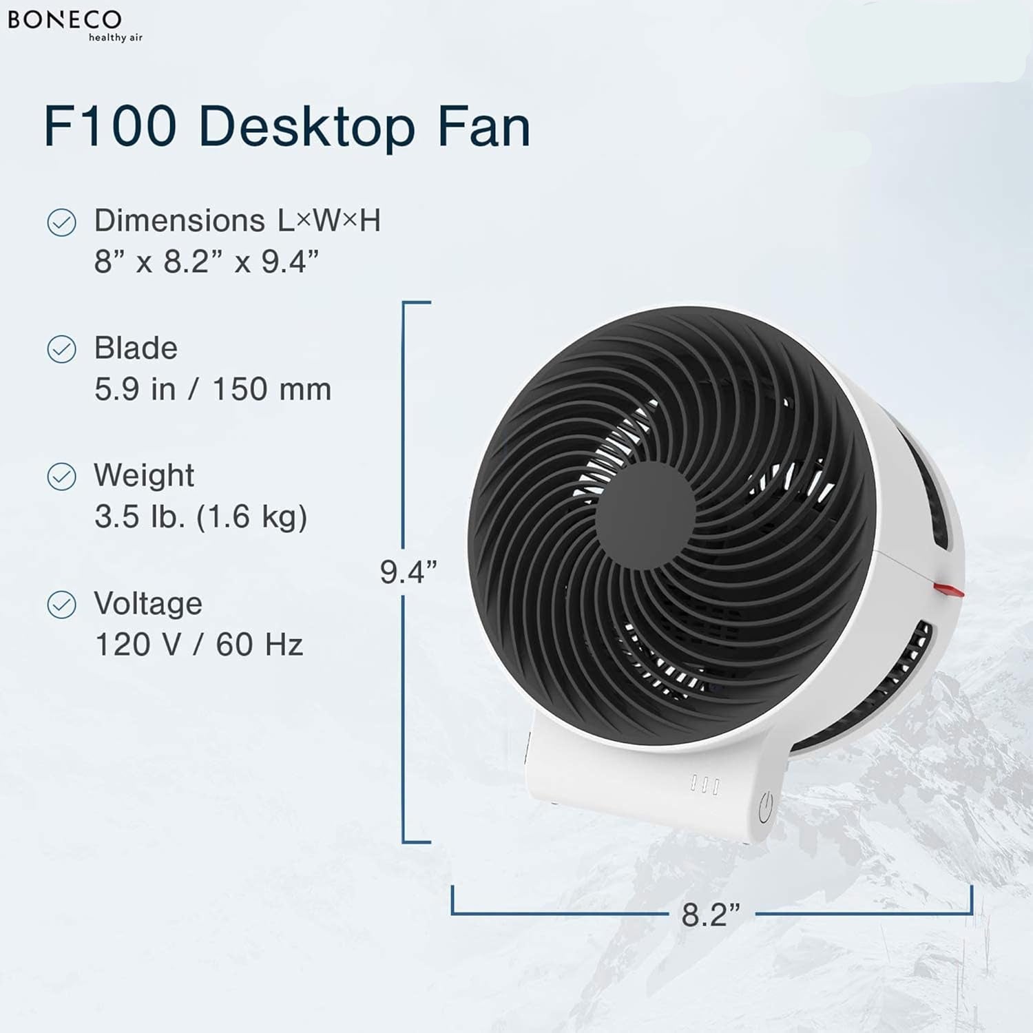 BONECO - F100 Desktop Air Shower Fan, Air Circulator