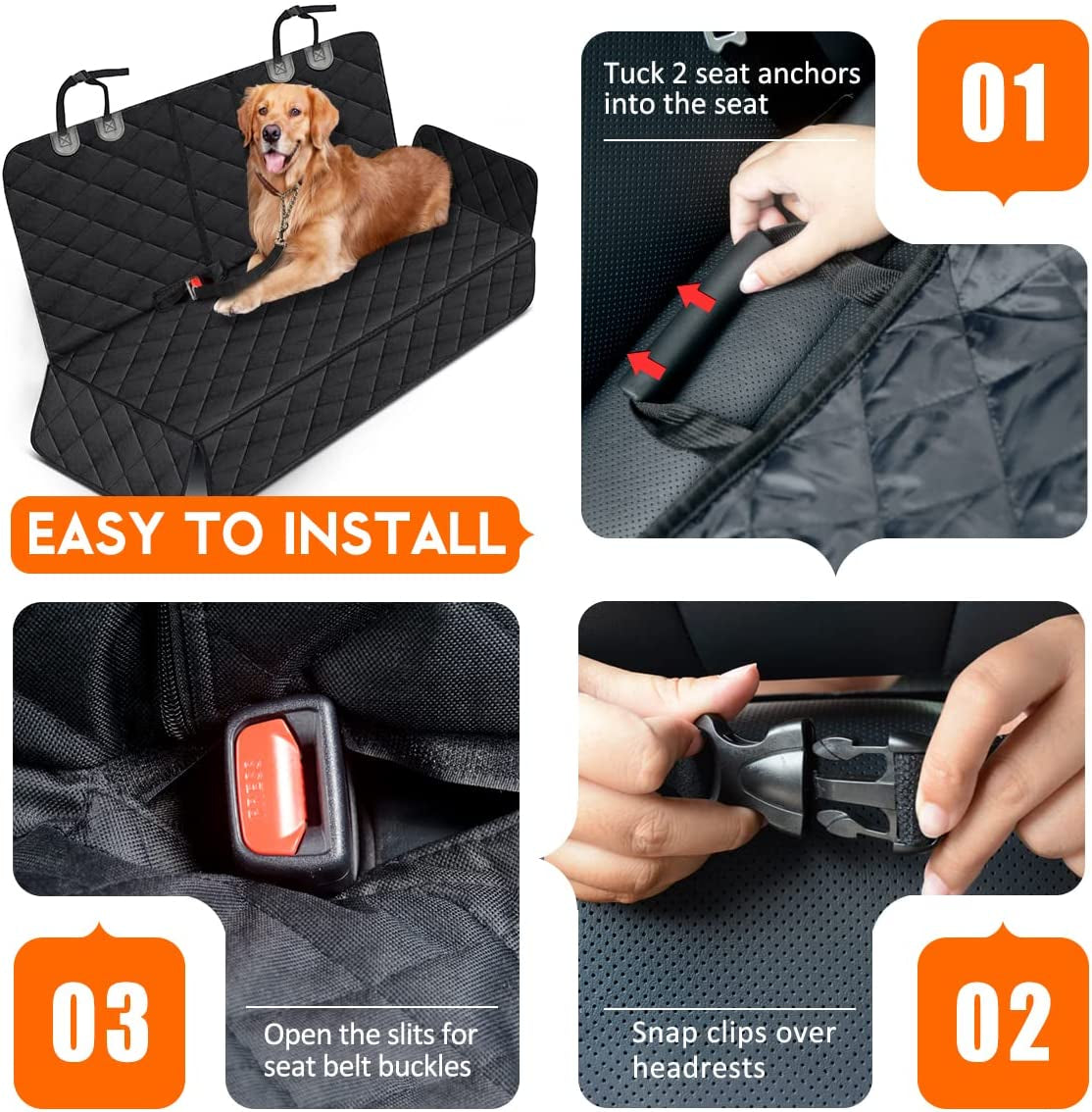 Waterproof Dog Seat Cover Fits most cars, SUVs, and trucks non-slip and durable