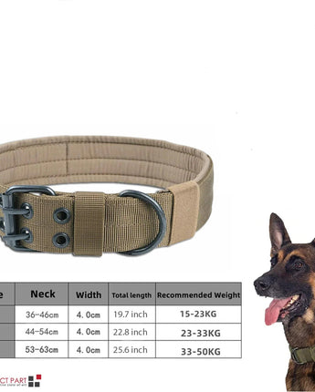 2" Wide Tactical Heavy Duty Nylon Large Dog Collar K9 Military with Metal Buckle