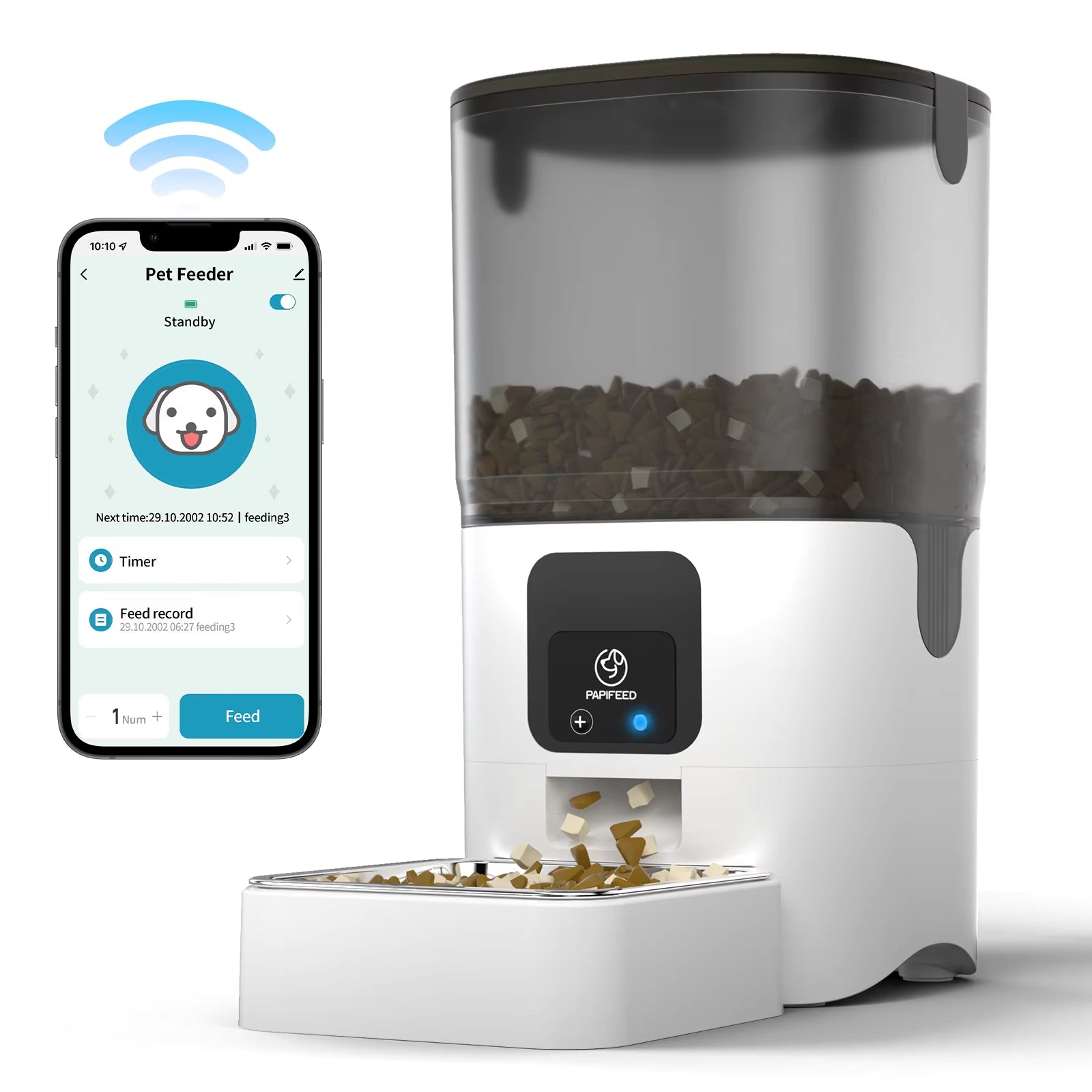PAPIFEED Automatic WiFi Pet Feeder with APP Smartphone Remote Control Feeding