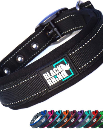 Black Rhino Reflective Neoprene Dog Collar