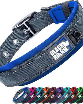 Black Rhino Reflective Neoprene Dog Collar